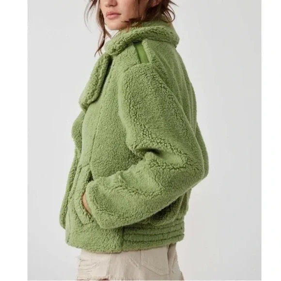 NWT Free People Oversized Green Jacket - Retail $198 - Super Soft & Warm - Picture 4 of 13